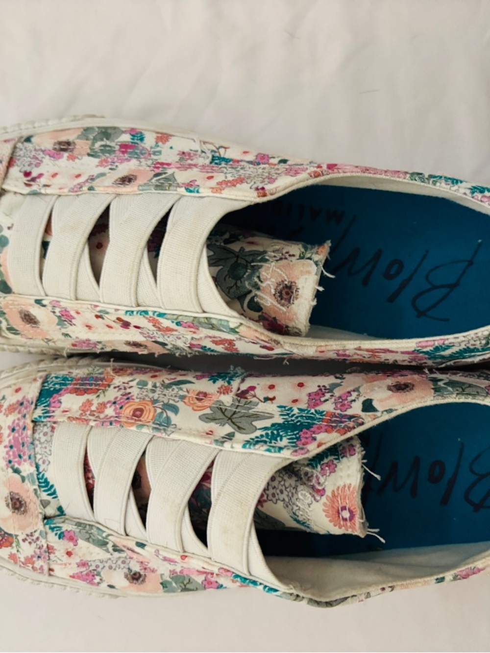 Blowfish Floral Slip-On Sneakers in Cream with Pink & Green Women’s Size 9 - Picture 6 of 10